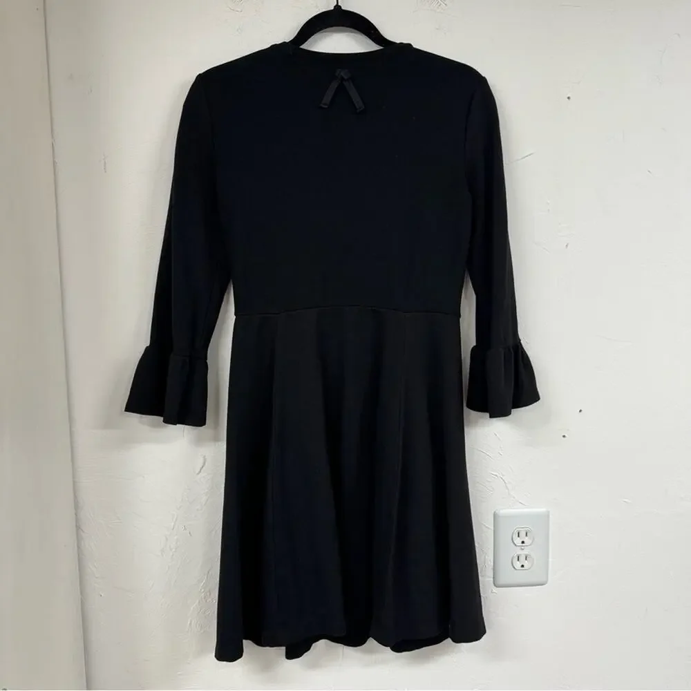 Kate Spade Broome Street Black Bell Sleeve Ponte Mini Dress Womens S Whimsigoth